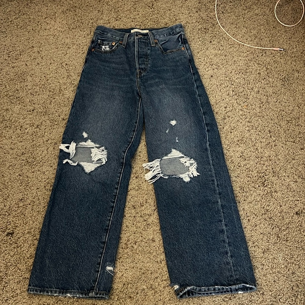 Levi’s Ribcage Straight Ankle Jeans (dark wash)